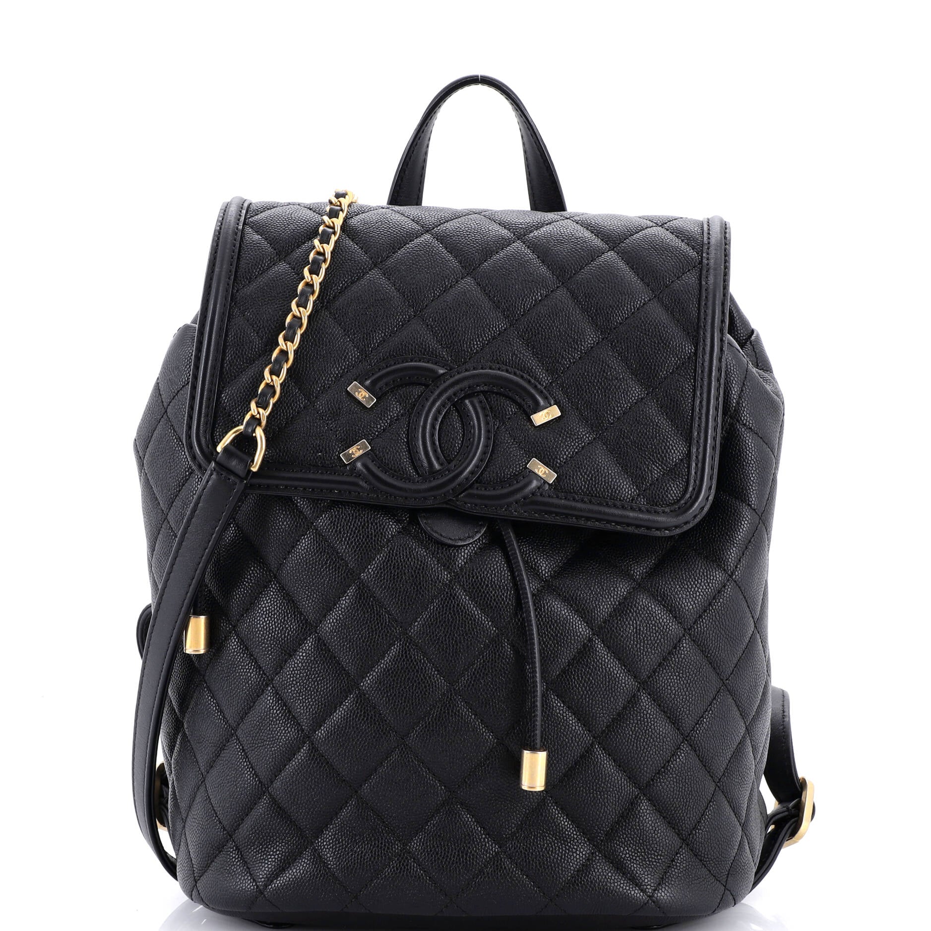 Filigree Backpack Quilted Caviar Large