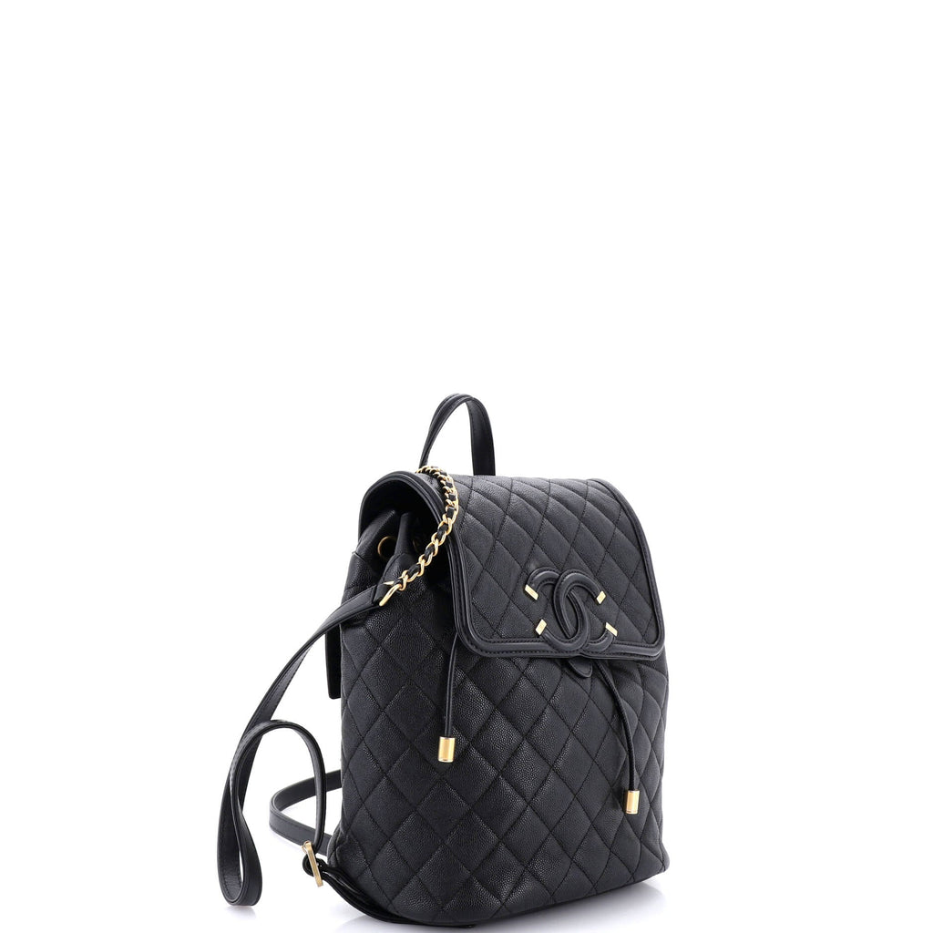Filigree Backpack Quilted Caviar Large