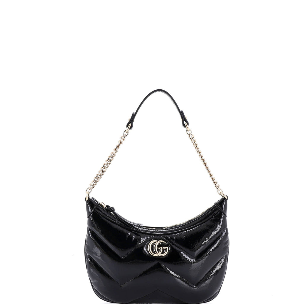 GG Marmont Half Moon Chain Shoulder Bag Matelasse Leather Small