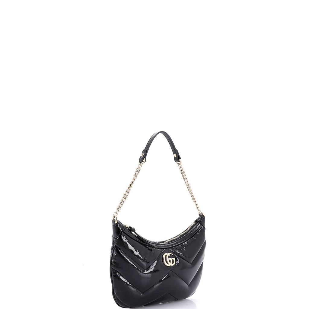 GG Marmont Half Moon Chain Shoulder Bag Matelasse Leather Small
