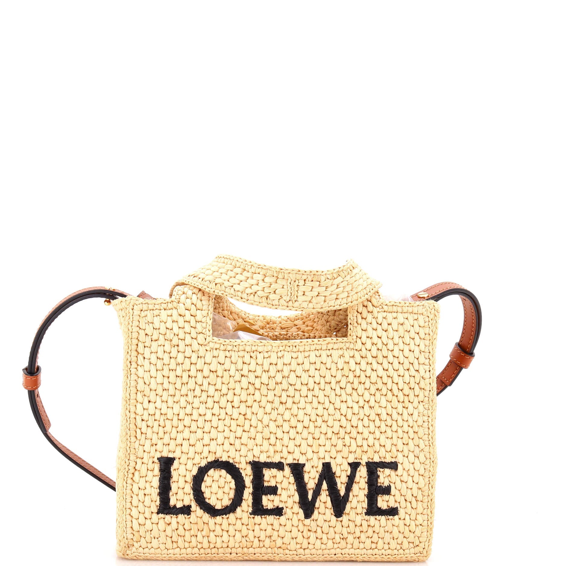 Paula's Ibiza Logo Convertible Tote Raffia Mini