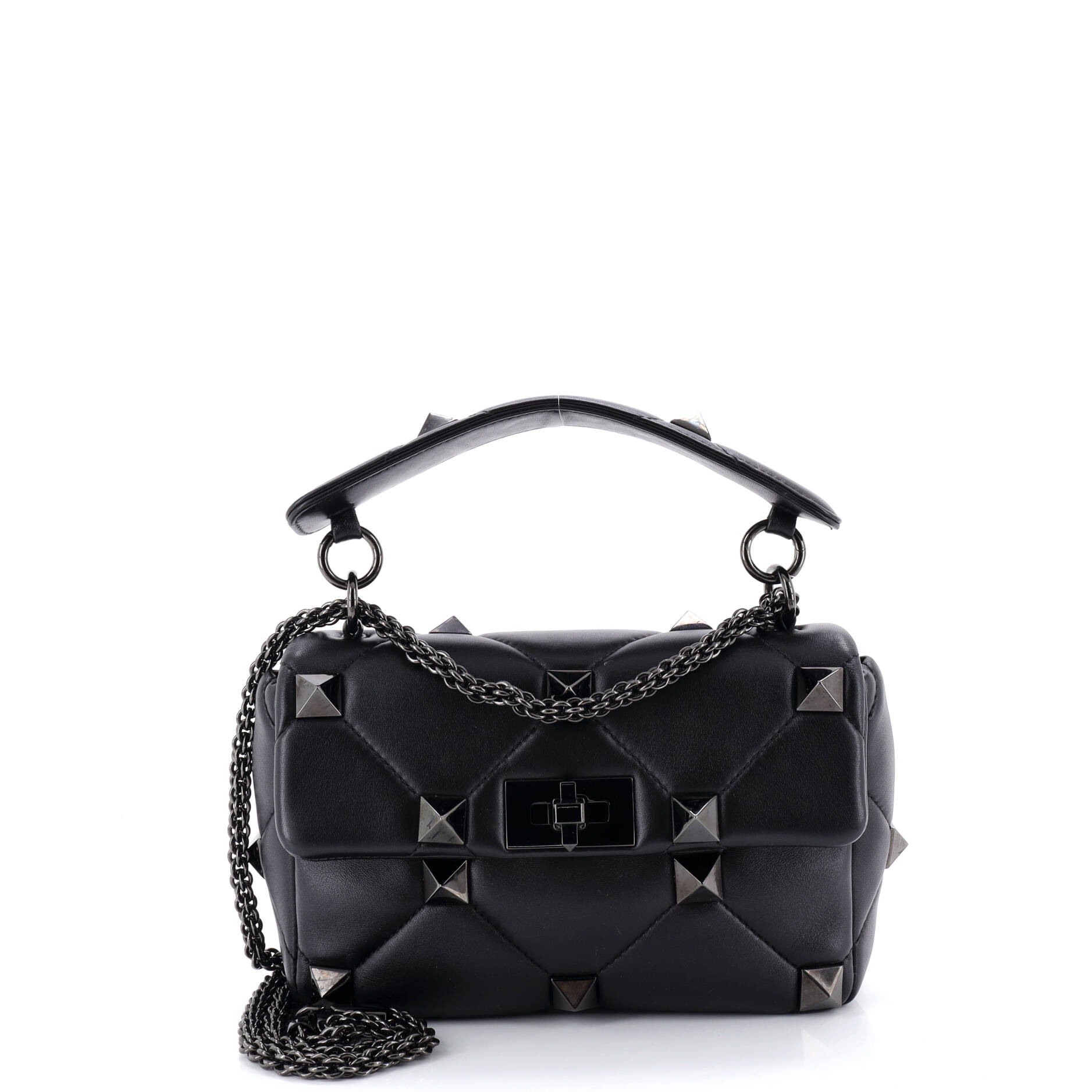 Roman Stud Flap Bag Quilted Leather Medium