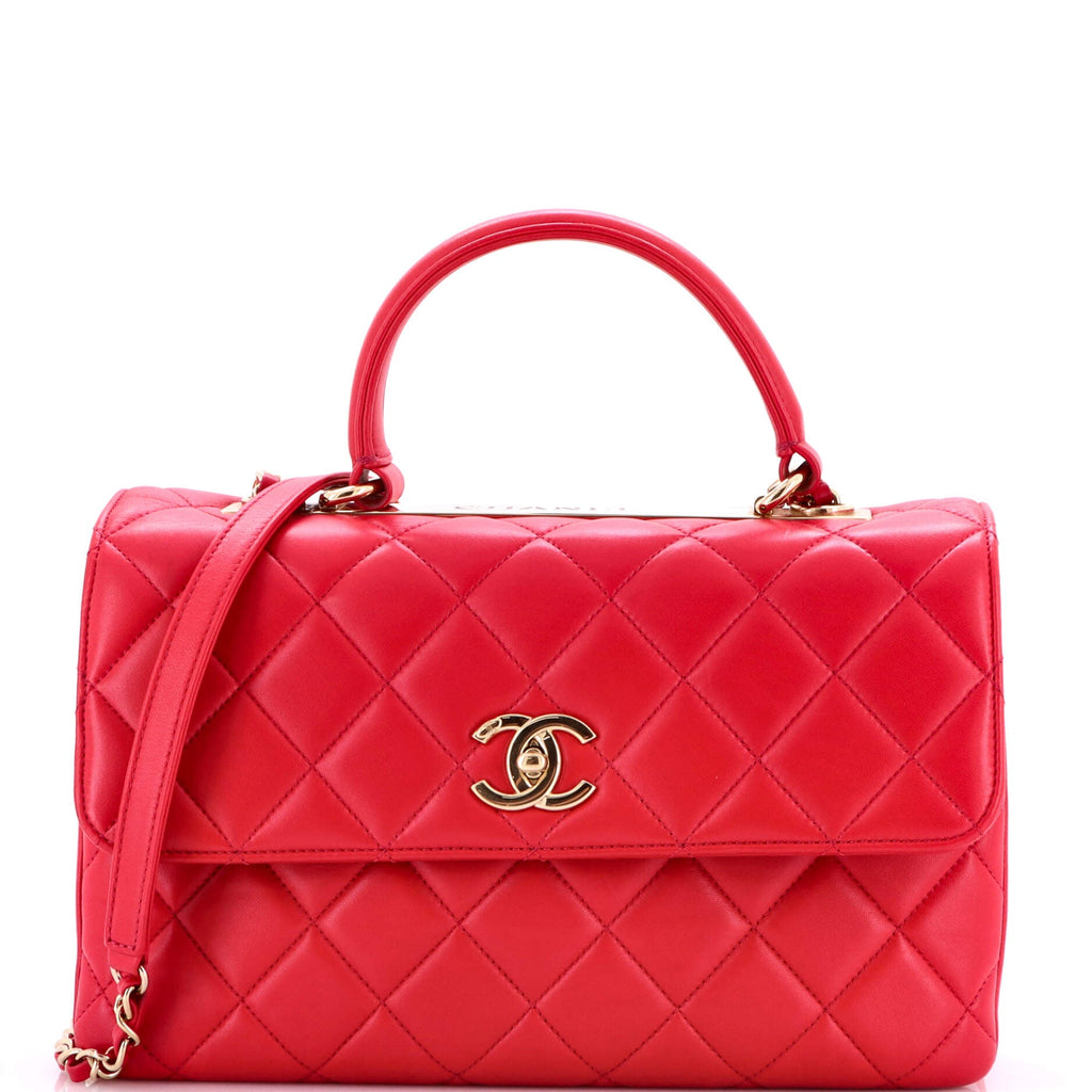 Trendy CC Top Handle Bag Quilted Lambskin Medium