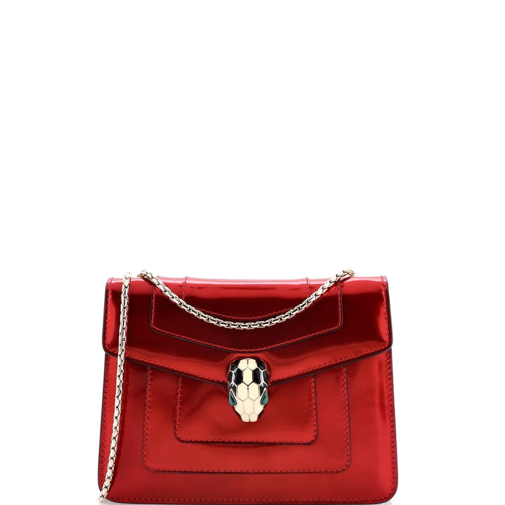 Serpenti Forever Square Shoulder Bag Metallic Leather Small