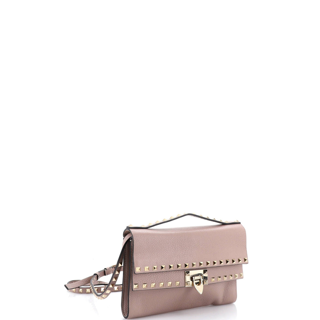 Rockstud Flip Lock Double Flap Crossbody Bag Leather Small