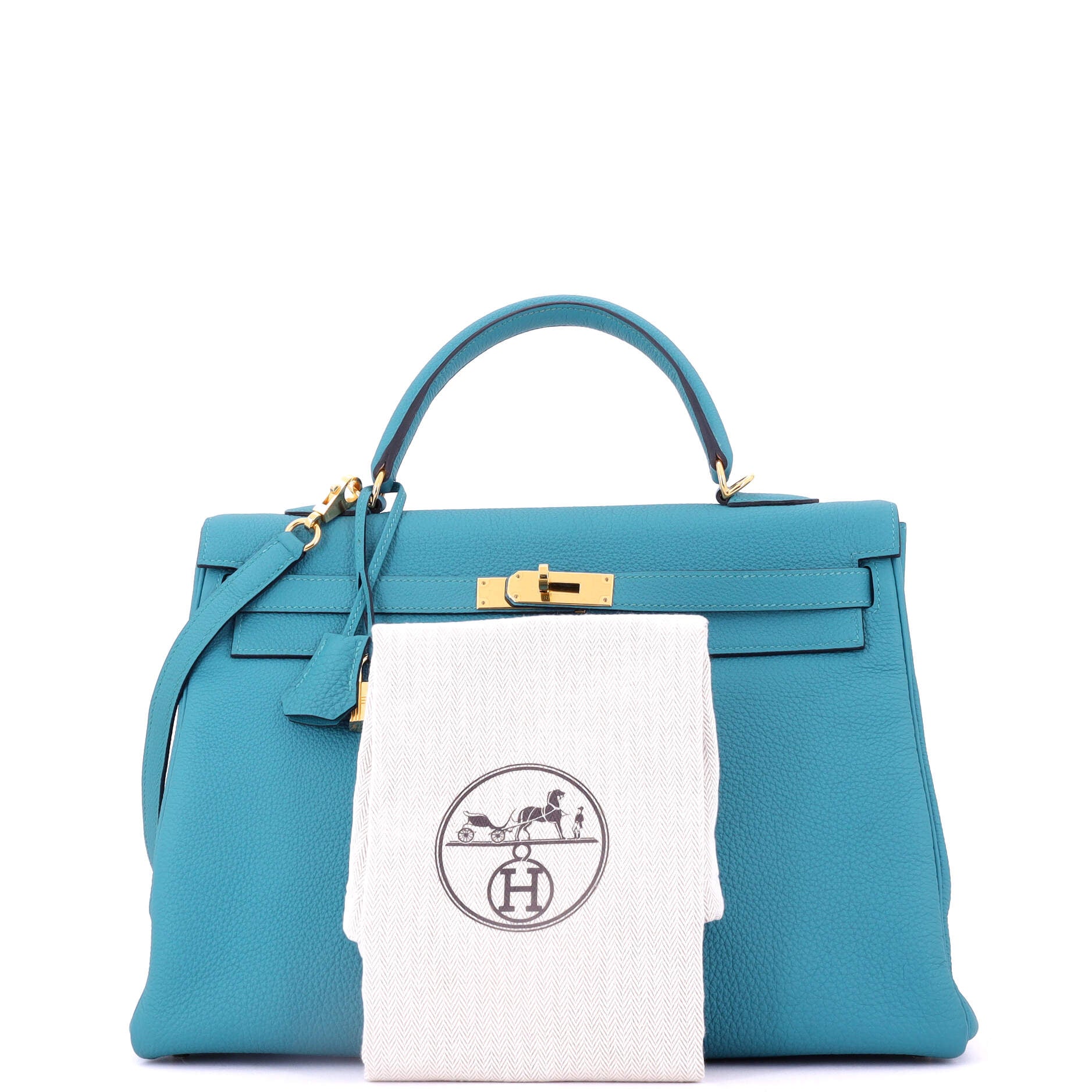 Kelly Handbag Turquoise Togo with Gold Hardware 35