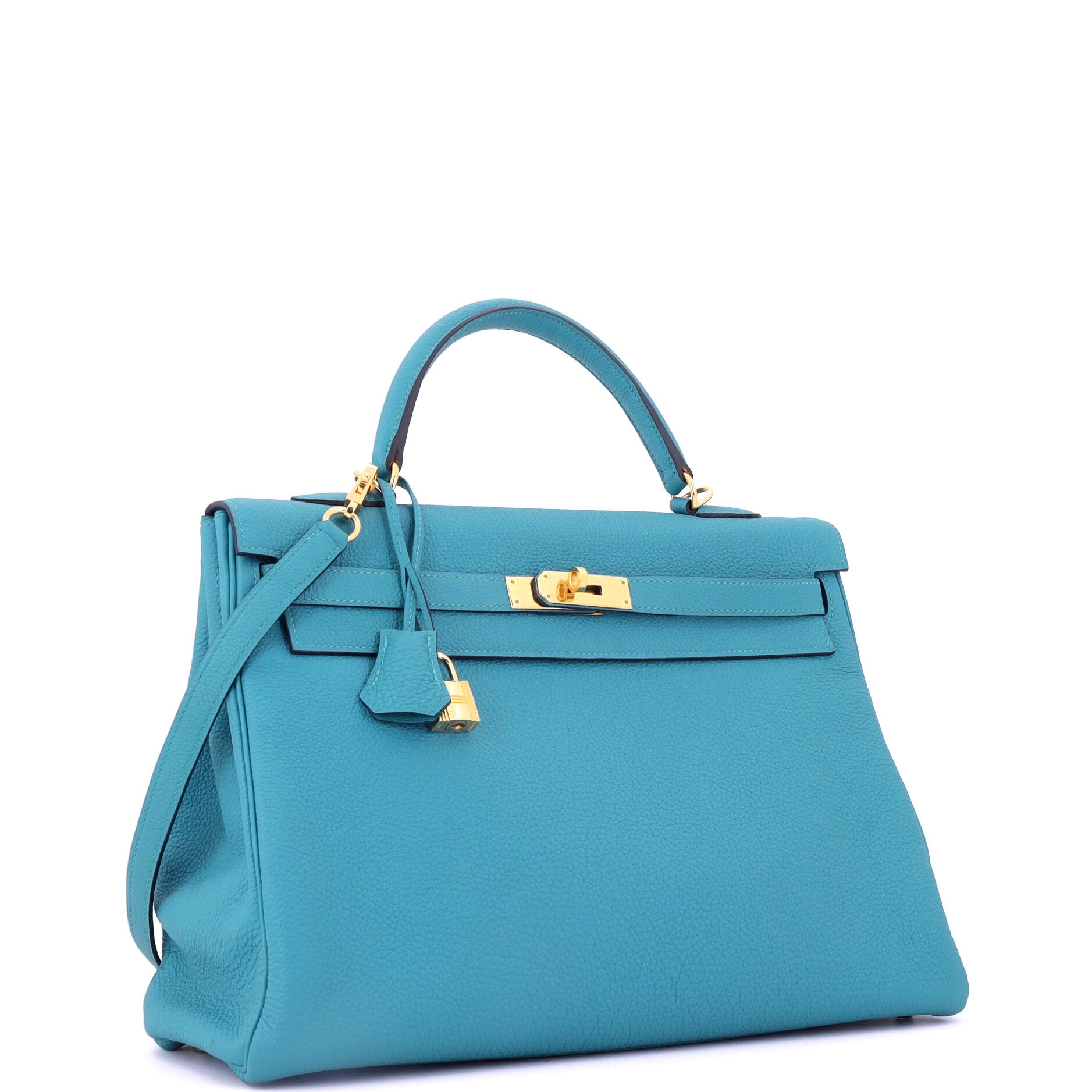 Kelly Handbag Turquoise Togo with Gold Hardware 35