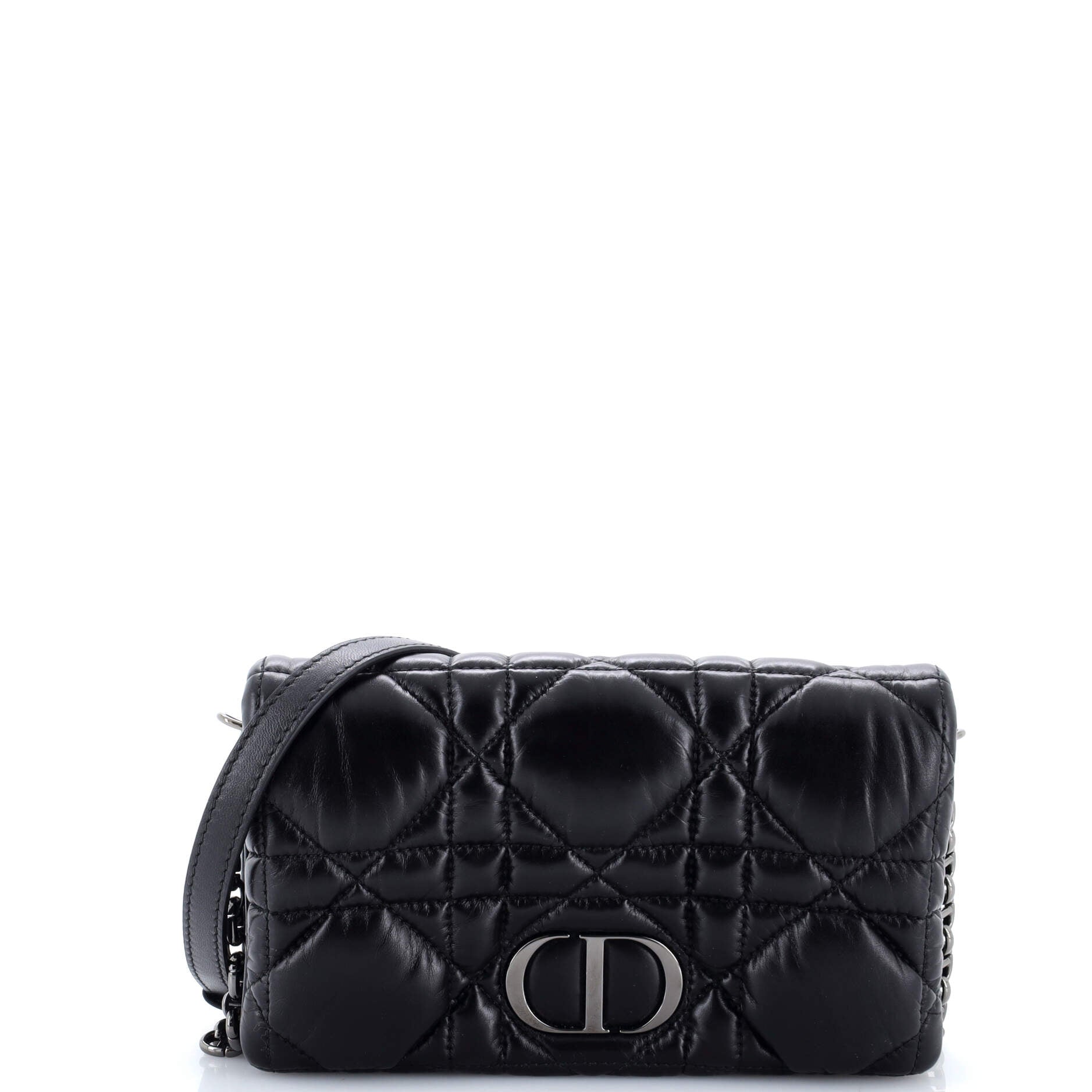 Caro Flap Pouch with Chain Macrocannage Quilt Calfskin Mini