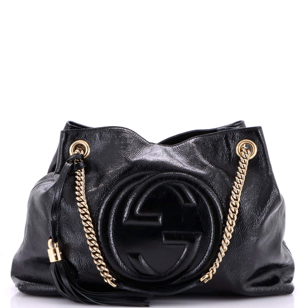 Soho Chain Strap Shoulder Bag Patent Medium