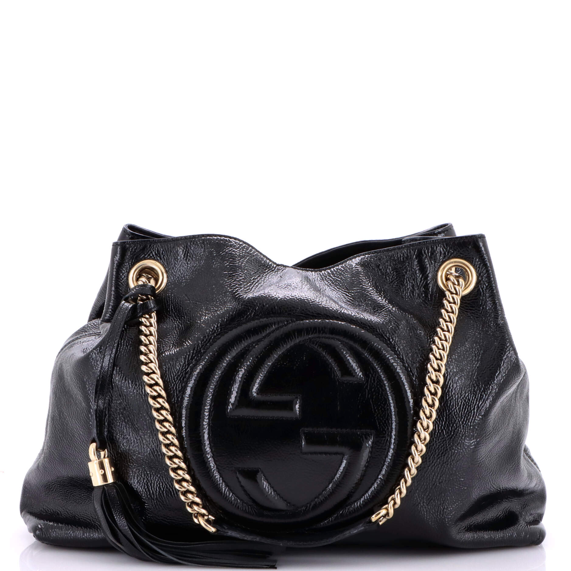 Soho Chain Strap Shoulder Bag Patent Medium