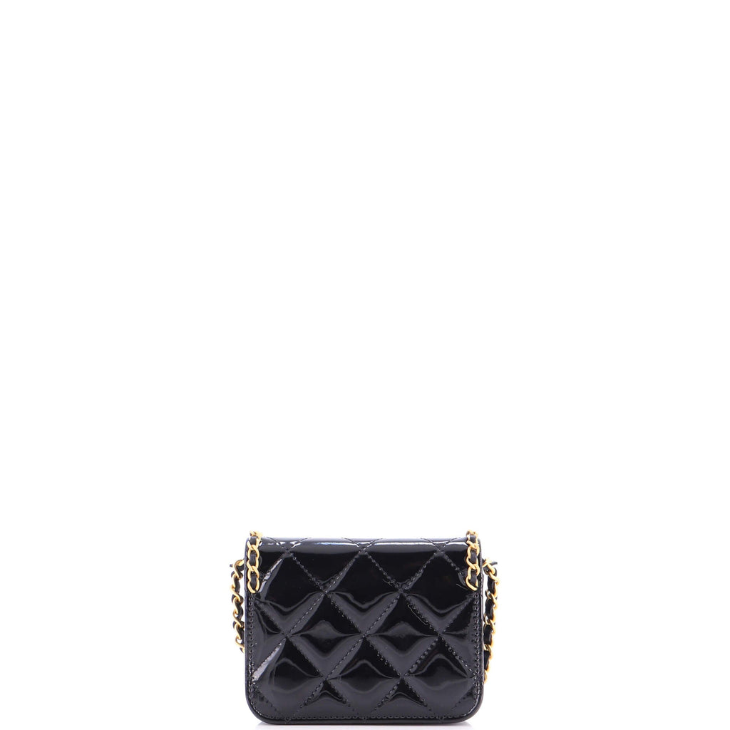 Heart Chain Flap Bag Quilted Patent Mini