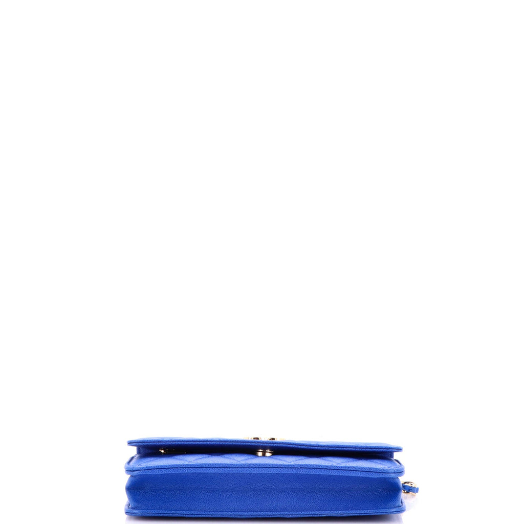 Textured CC Wallet on Chain Quilted Caviar