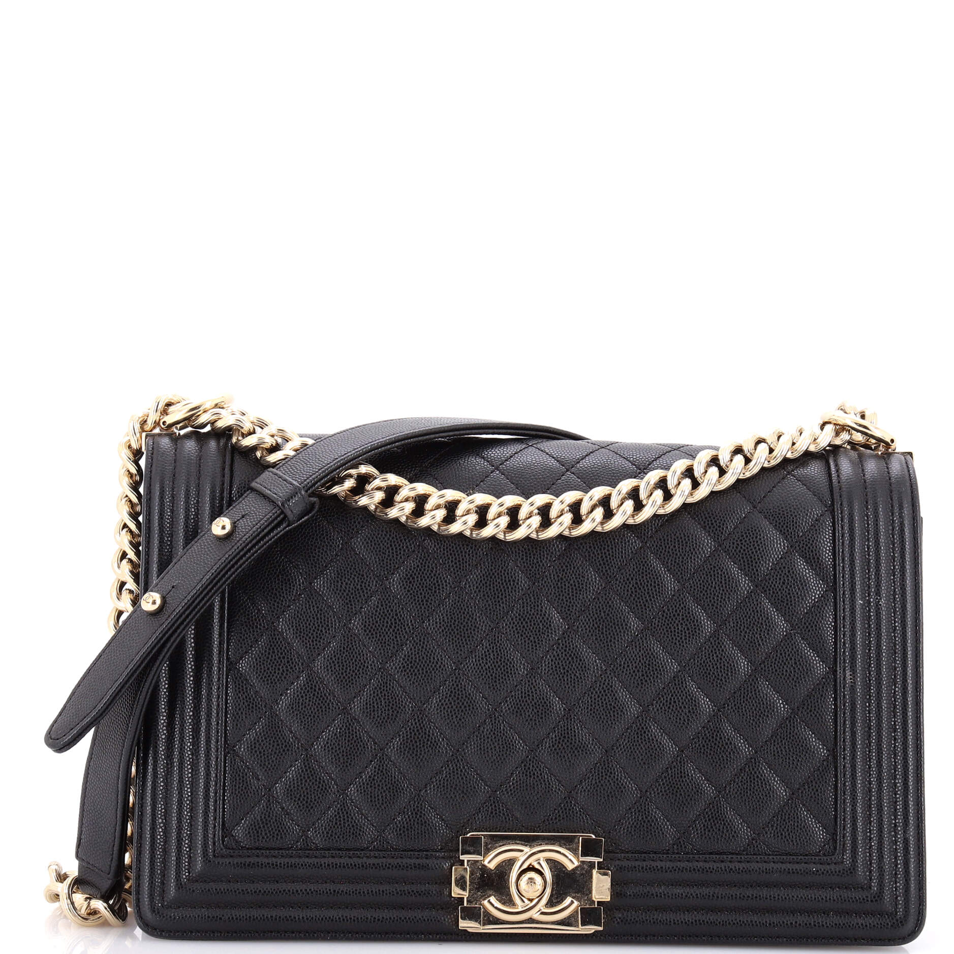 Boy Flap Bag Quilted Caviar New Medium