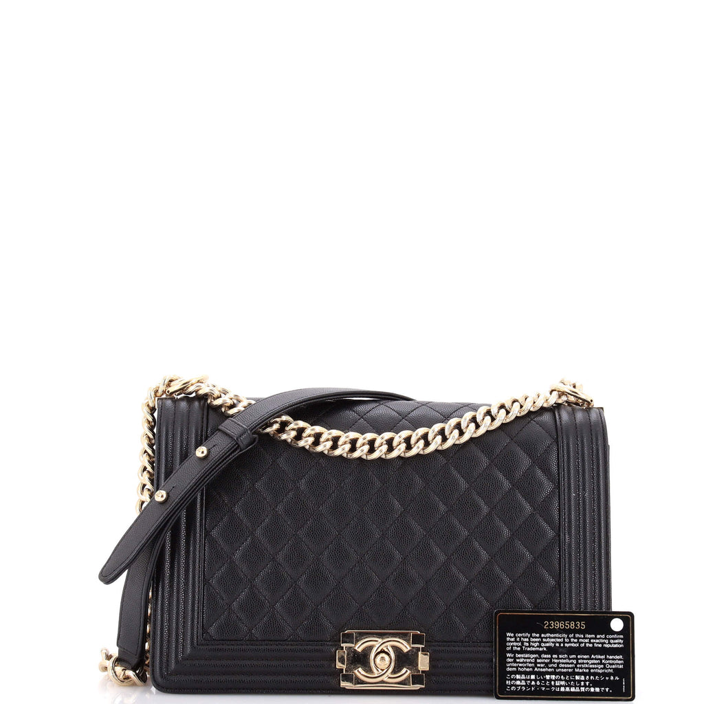 Boy Flap Bag Quilted Caviar New Medium
