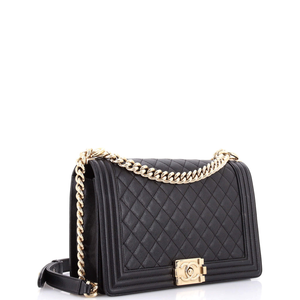 Boy Flap Bag Quilted Caviar New Medium