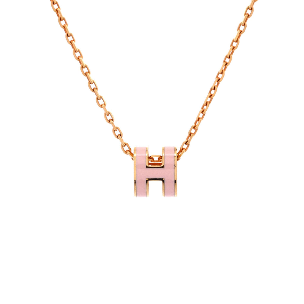 Pop H Pendant Chain Necklace Metal and Enamel Mini