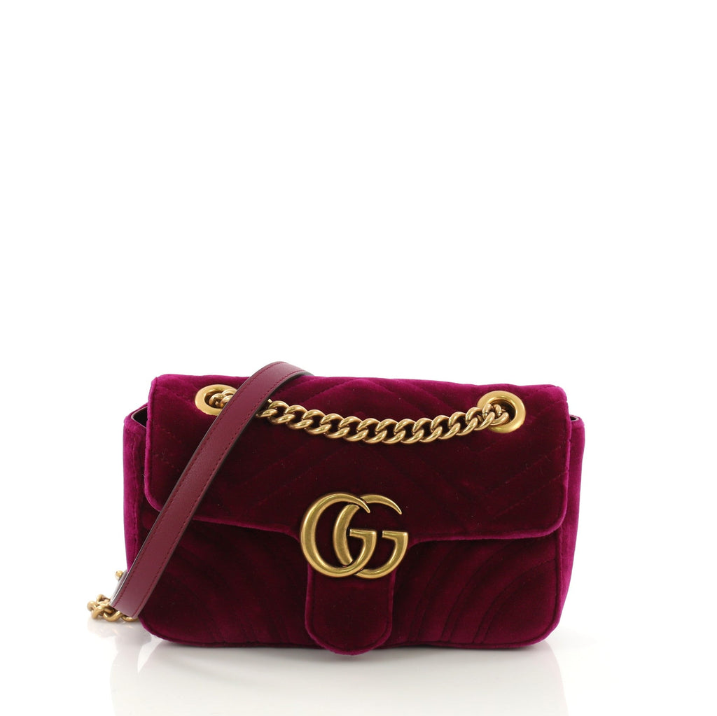 GG Marmont Flap Bag Matelasse Velvet Mini