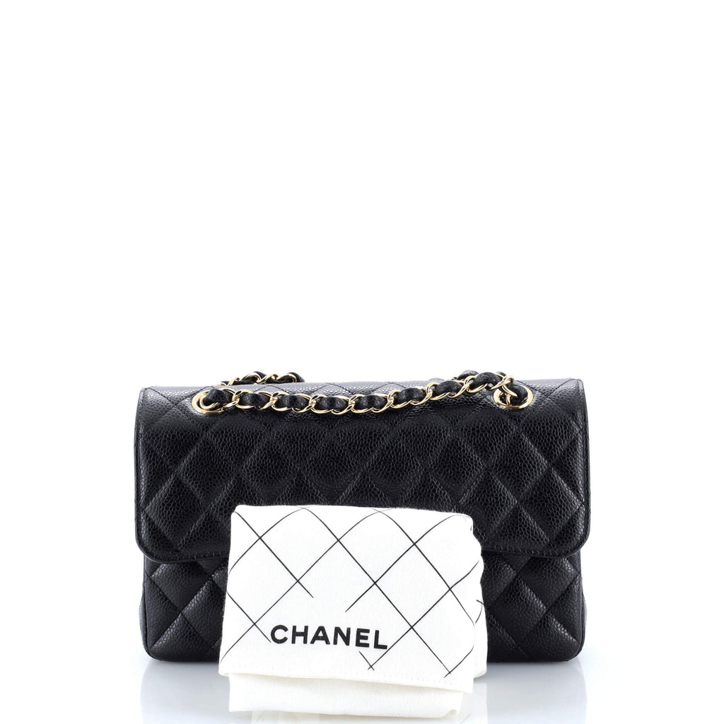 Classic Double Flap Bag Quilted Caviar Small