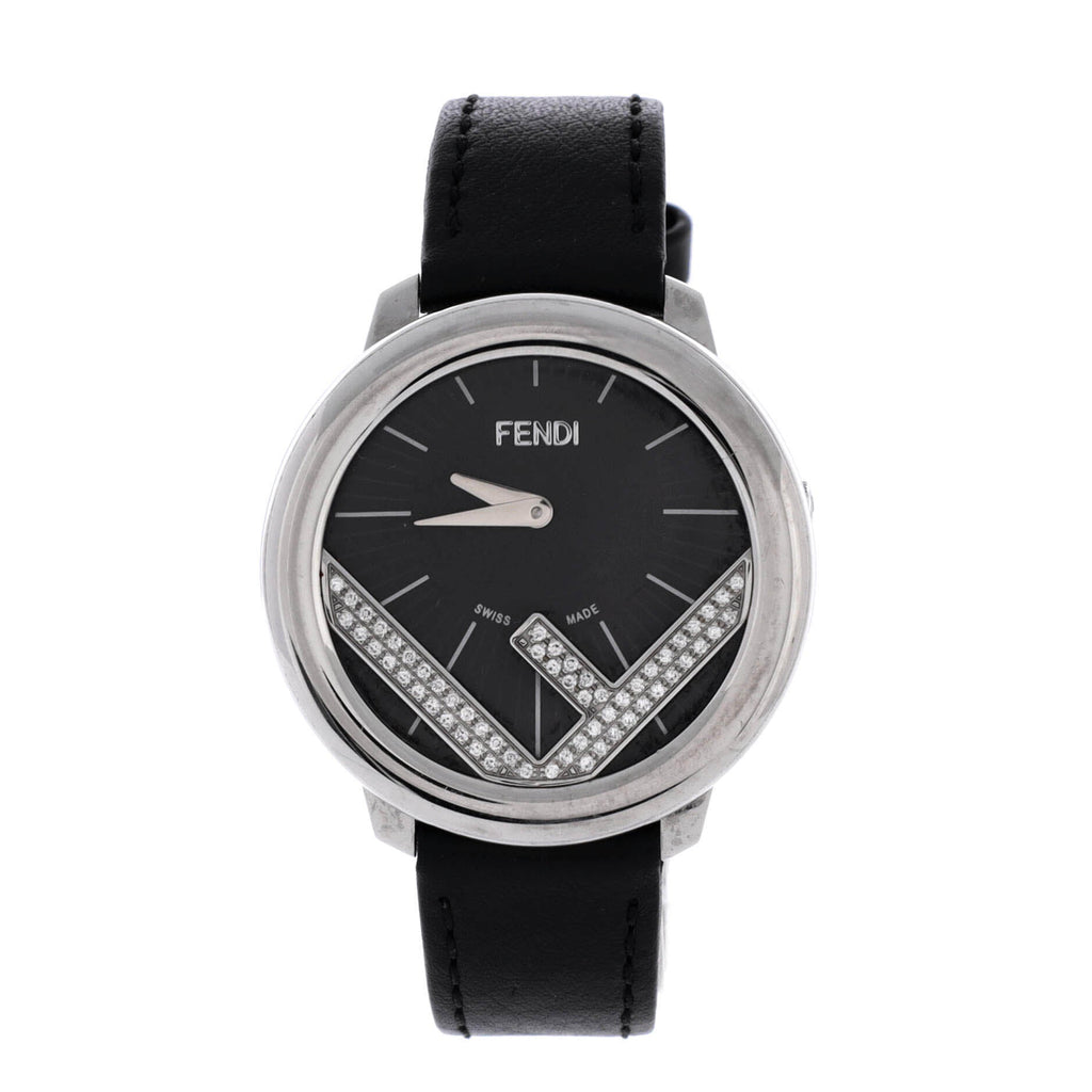 Run Away Round Quartz Watch Stainless Steel and Leather with Diamond Dial 36