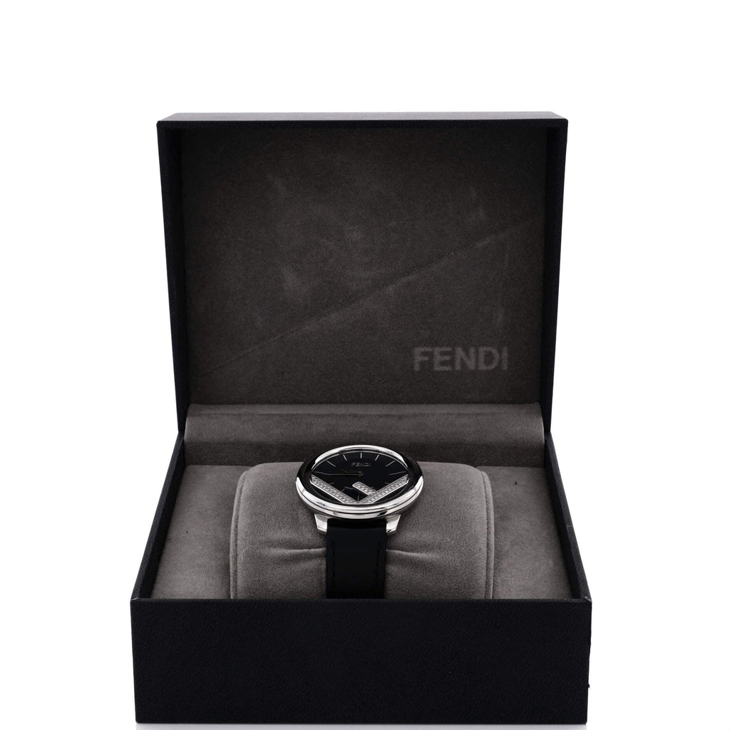 Run Away Round Quartz Watch Stainless Steel and Leather with Diamond Dial 36