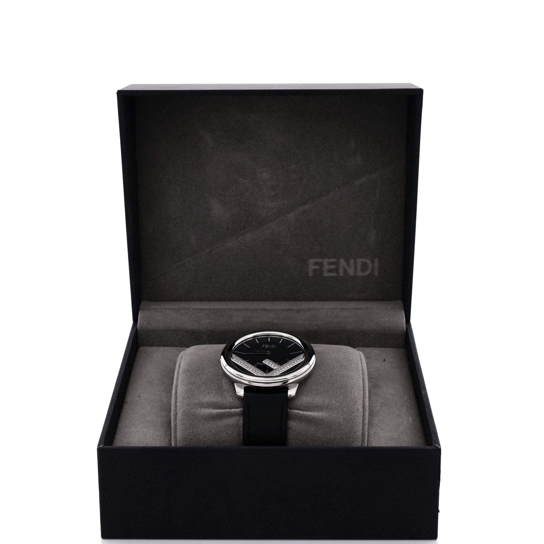 Run Away Round Quartz Watch Stainless Steel and Leather with Diamond Dial 36