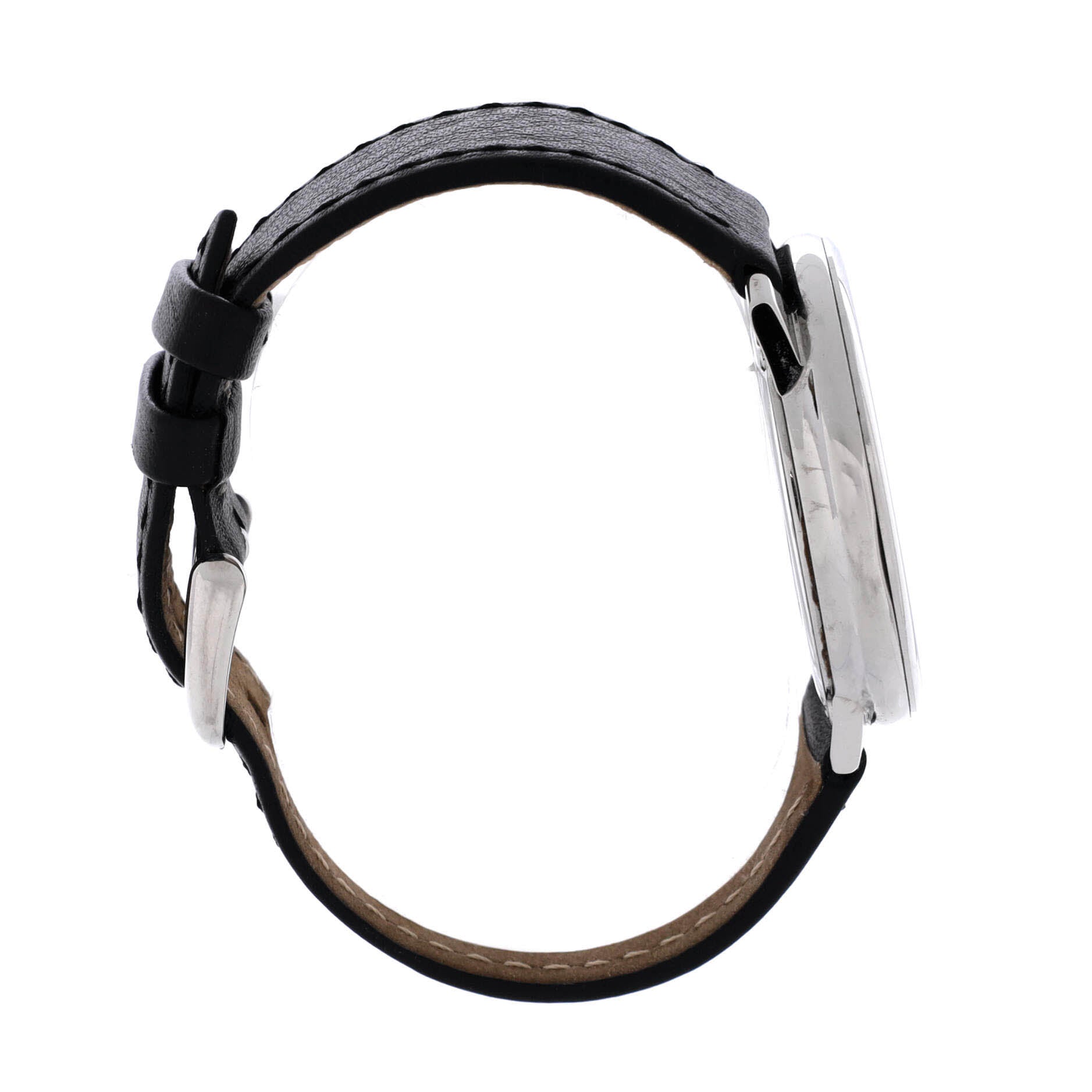 Run Away Round Quartz Watch Stainless Steel and Leather with Diamond Dial 36