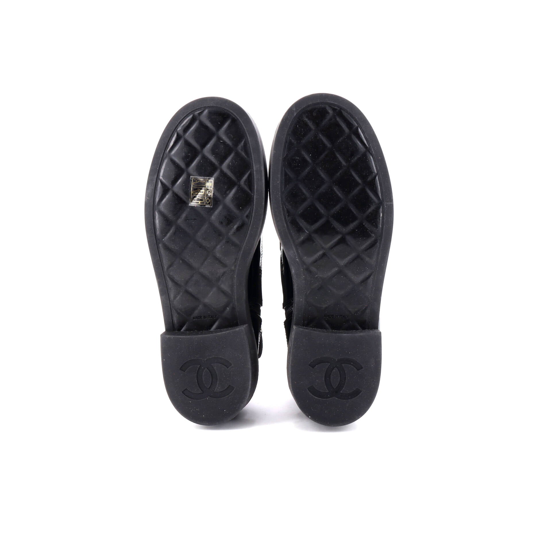 Women's CC Cap Toe Lace Up Boots Nylon with Suede and Patent