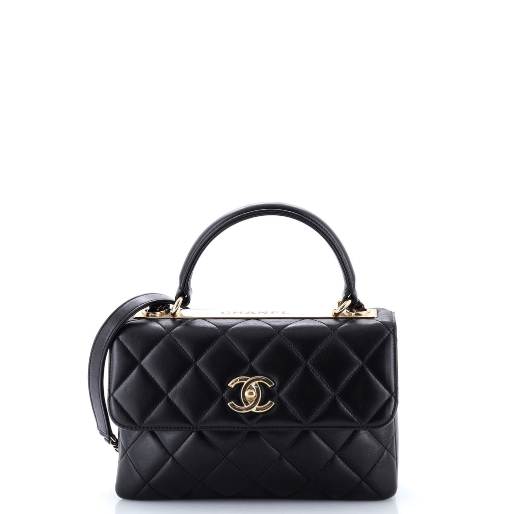 Trendy CC Top Handle Bag Quilted Lambskin Small