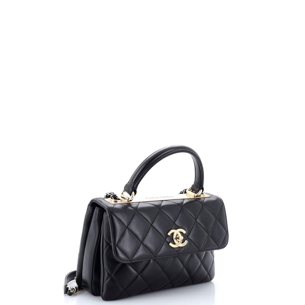 Trendy CC Top Handle Bag Quilted Lambskin Small