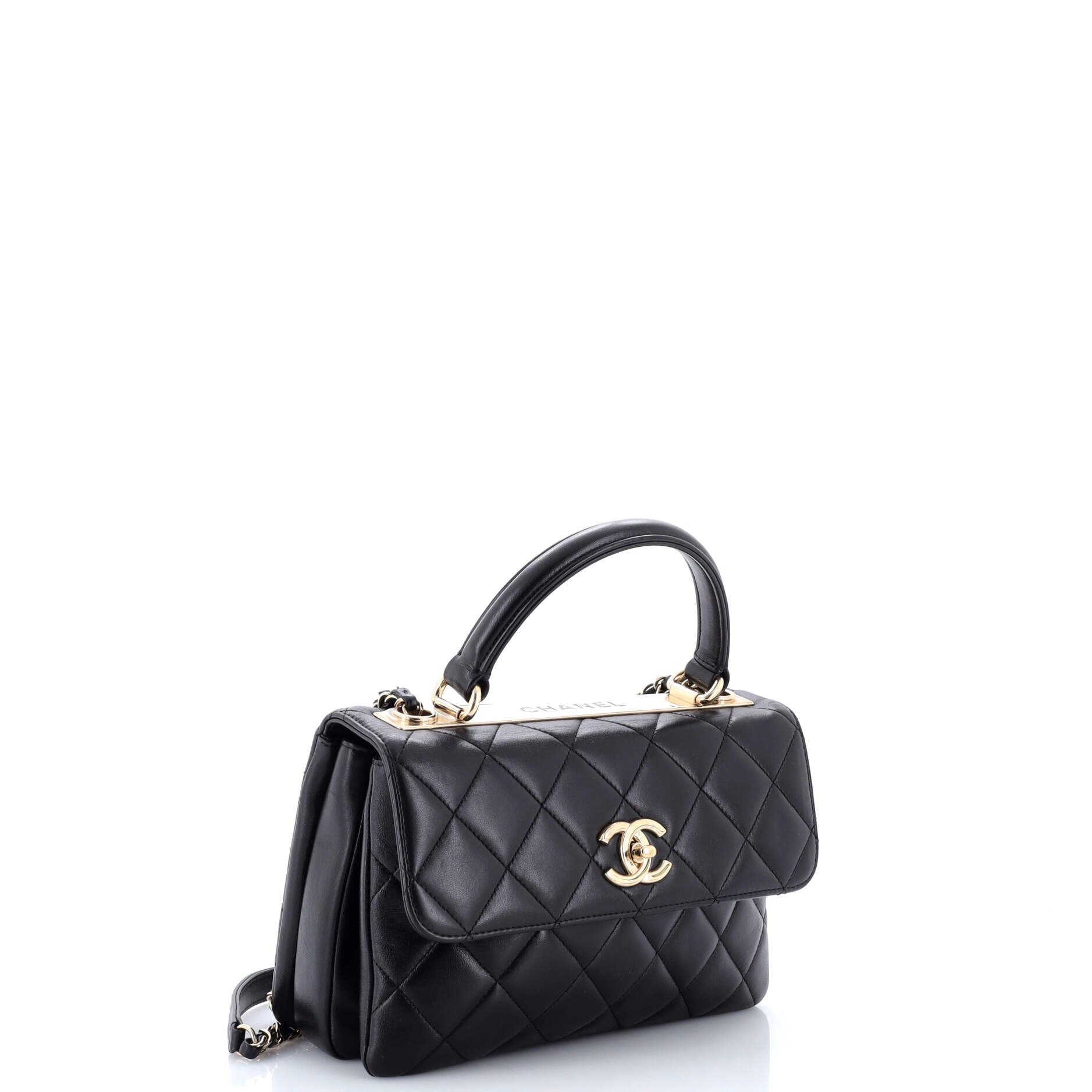Trendy CC Top Handle Bag Quilted Lambskin Small