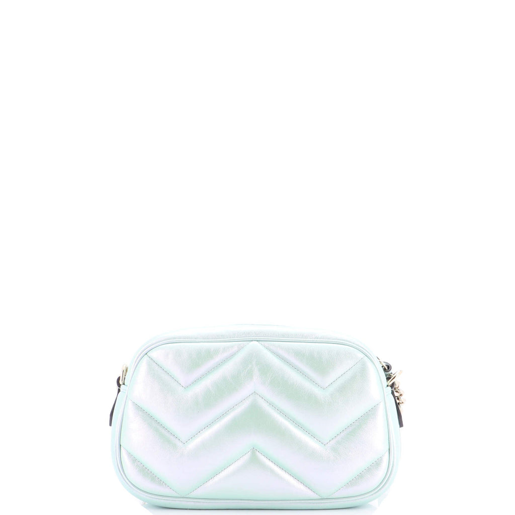 GG Marmont Shoulder Bag Chevron Iridescent Leather Small