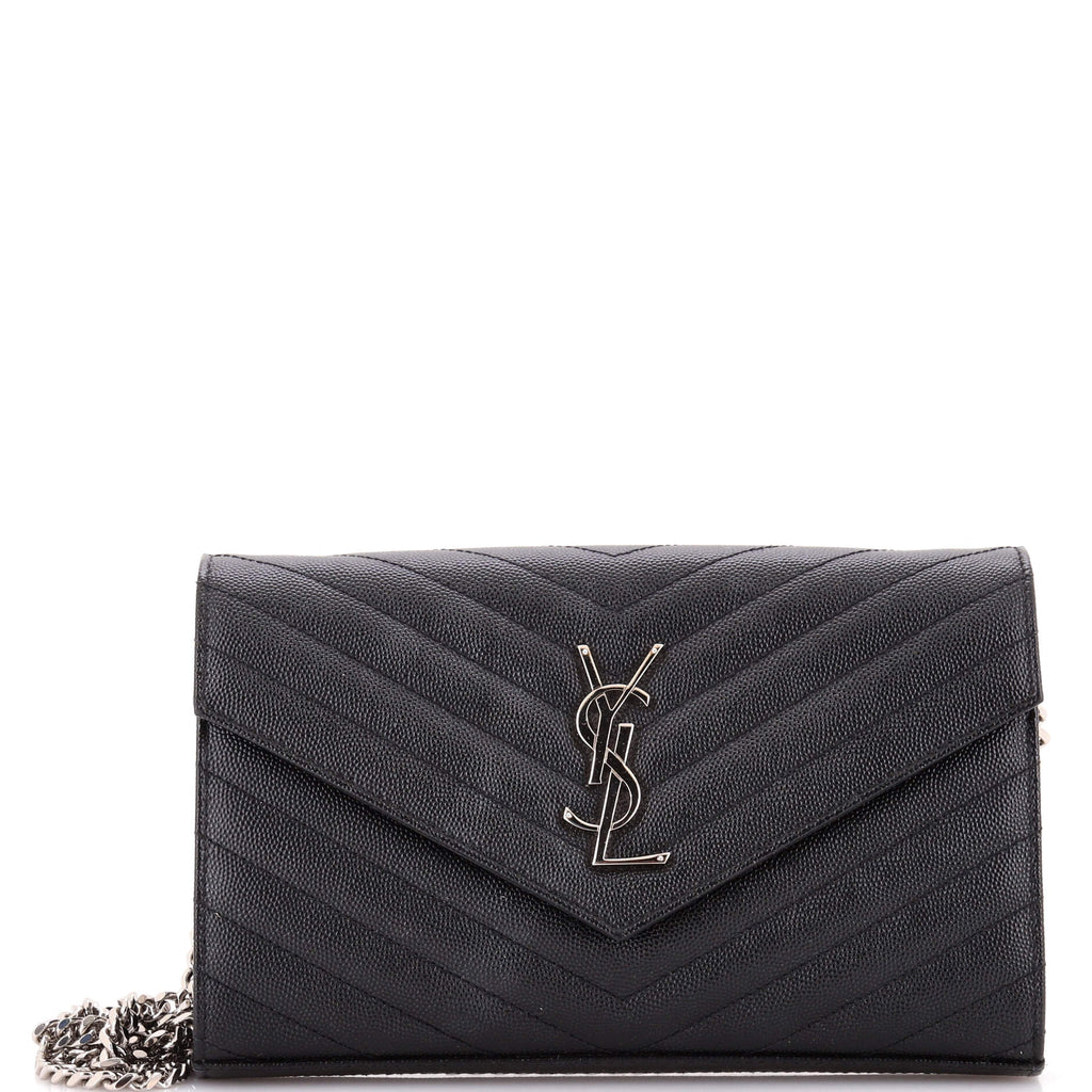 Classic Monogram Wallet on Chain Matelasse Chevron Leather Medium