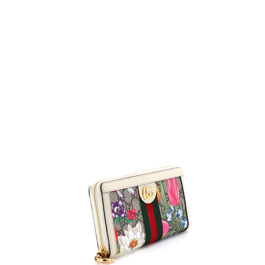 Ophidia Zip Around Wallet Flora GG Coated Canvas