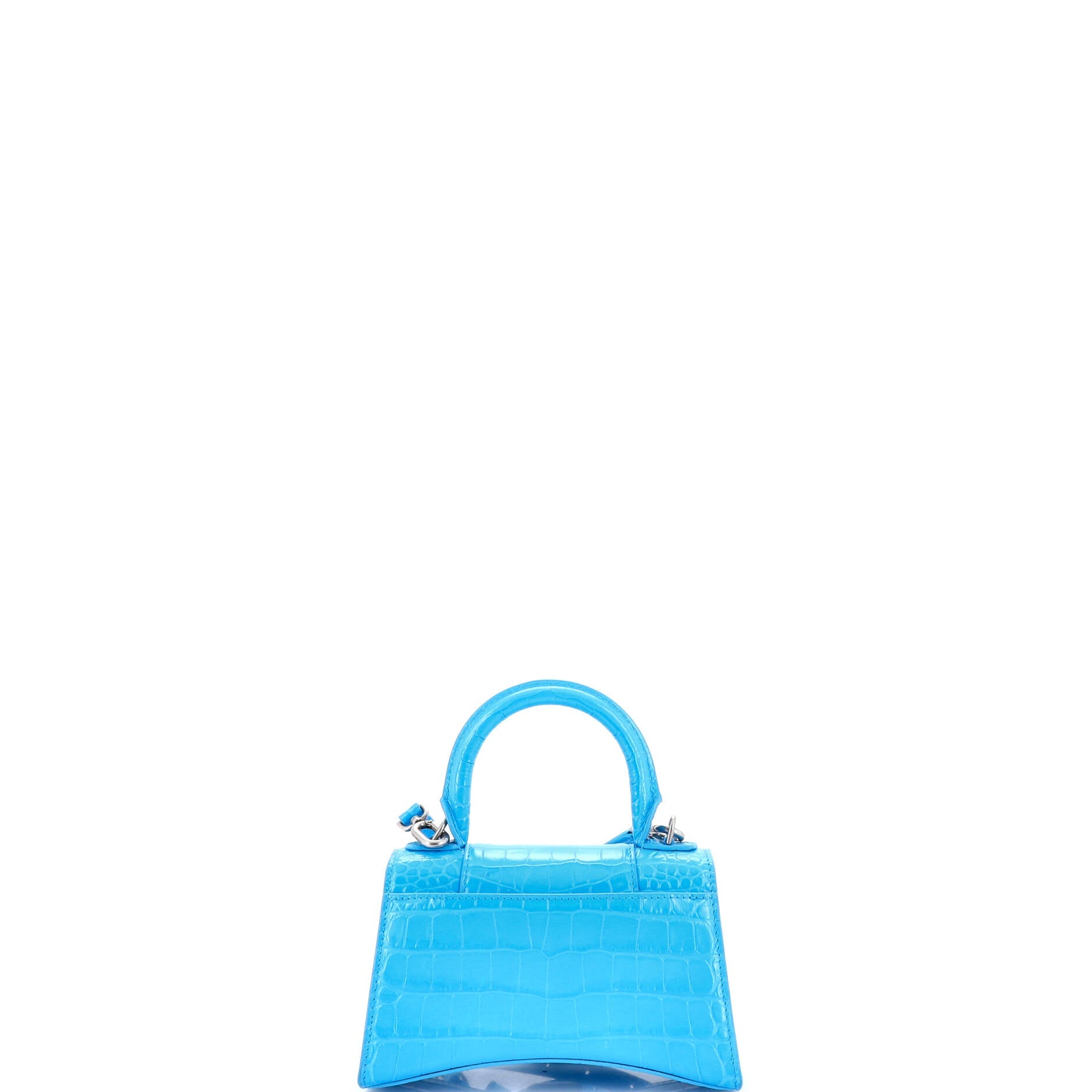 Hourglass Top Handle Bag Crocodile Embossed Leather XS