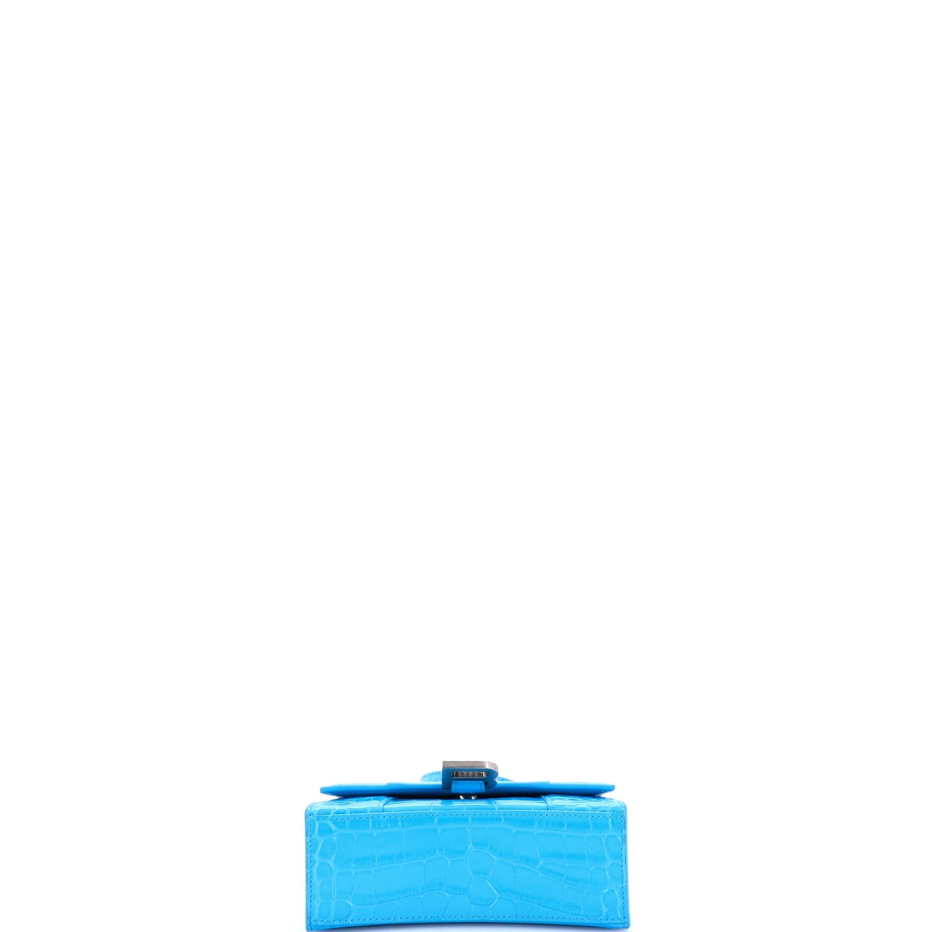 Hourglass Top Handle Bag Crocodile Embossed Leather XS