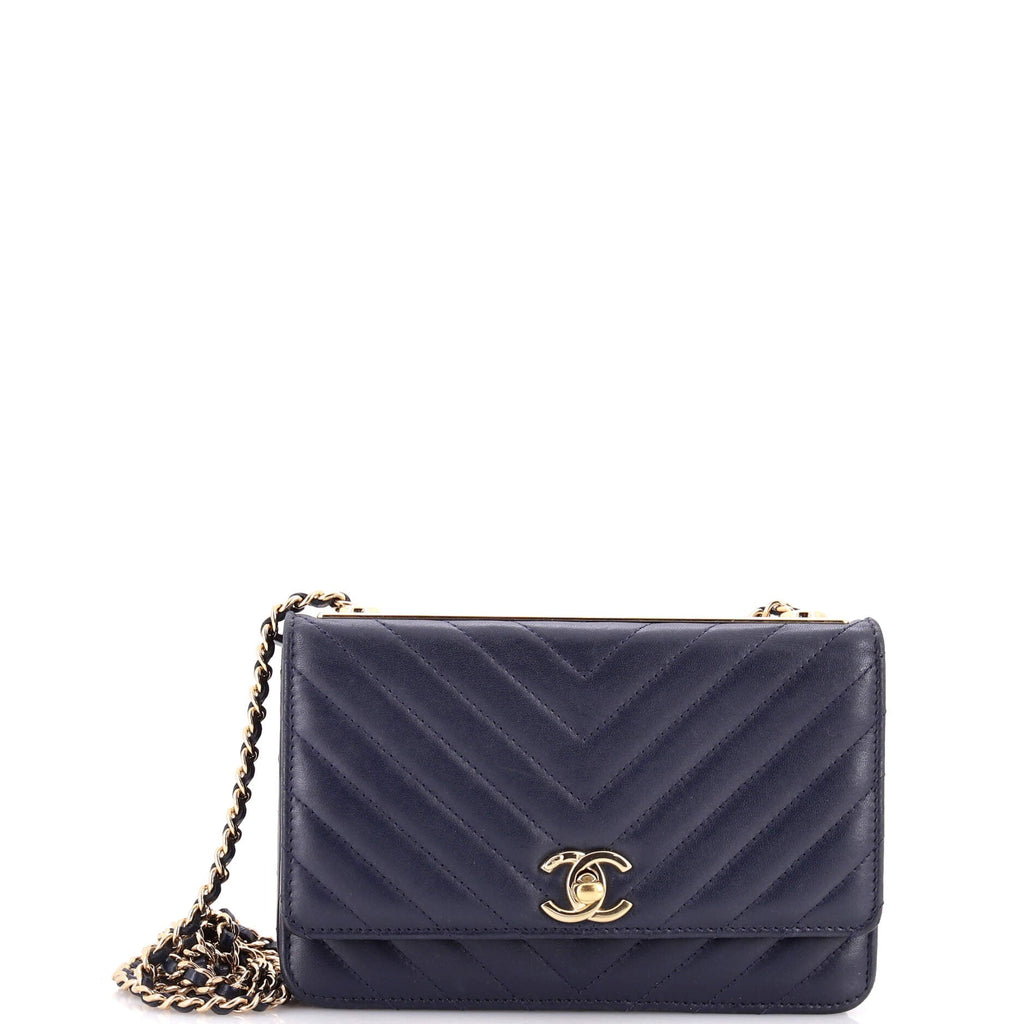 Trendy CC Wallet on Chain Chevron Lambskin