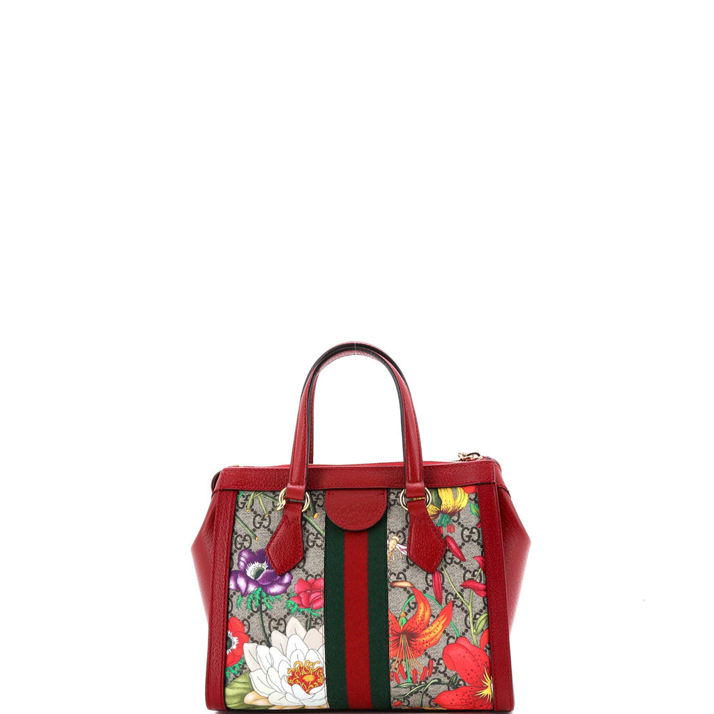 Ophidia Top Handle Tote Flora GG Coated Canvas Small
