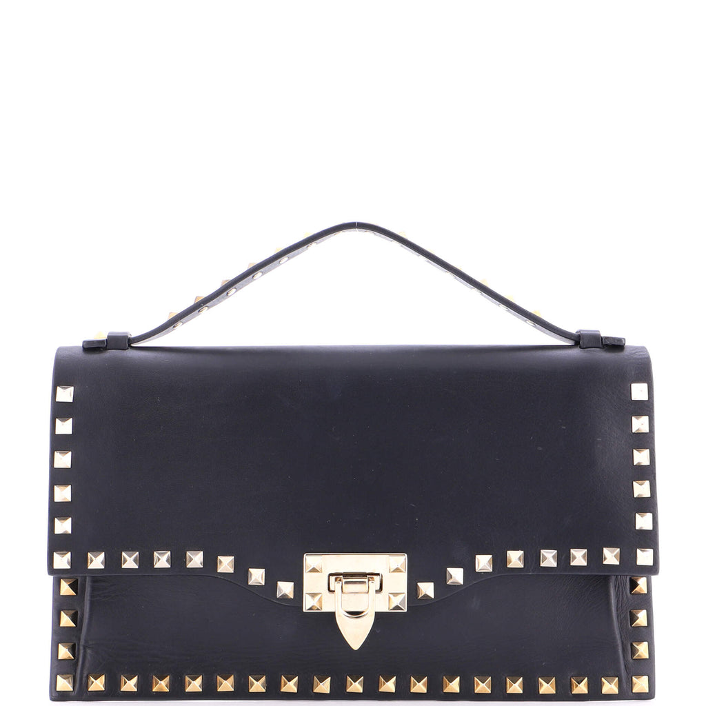 Rockstud Flip Lock Top Handle Bag Leather Small