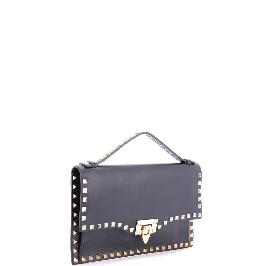 Rockstud Flip Lock Top Handle Bag Leather Small