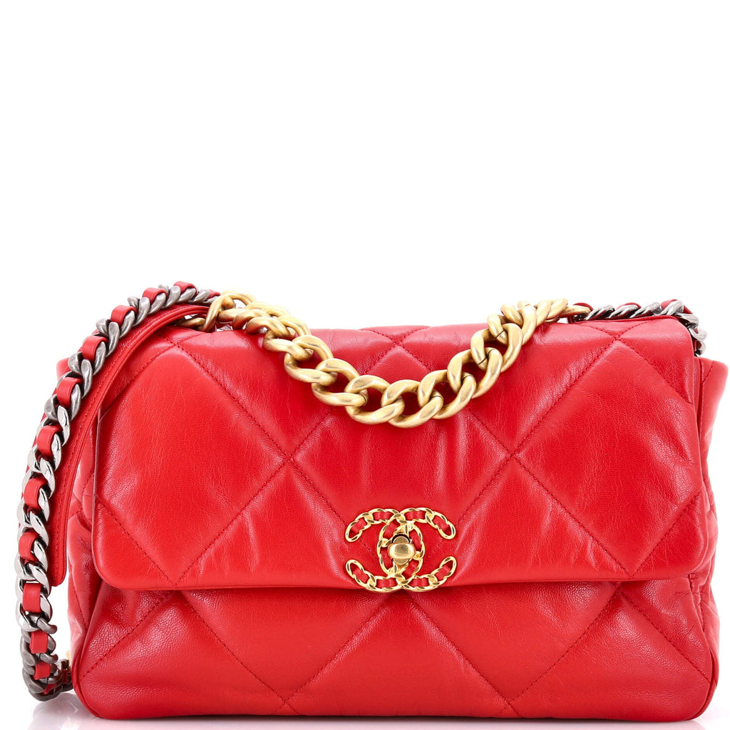 19 Flap Bag Quilted Leather Large