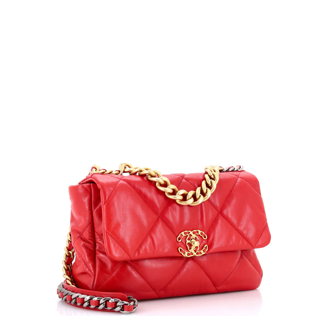 19 Flap Bag Quilted Leather Large