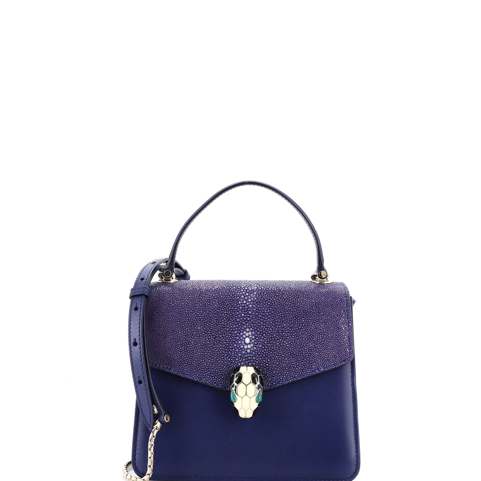 Serpenti Forever Top Handle Bag Leather and Stingray Small