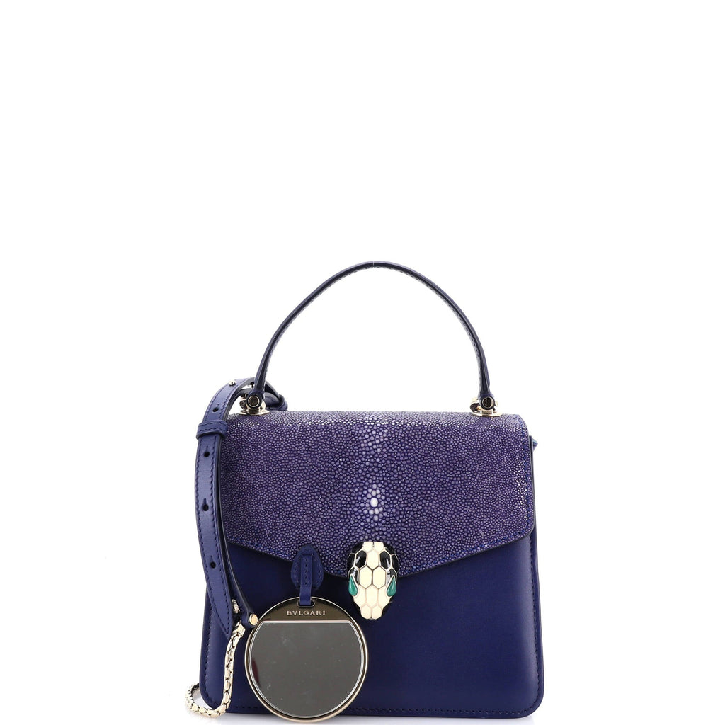 Serpenti Forever Top Handle Bag Leather and Stingray Small
