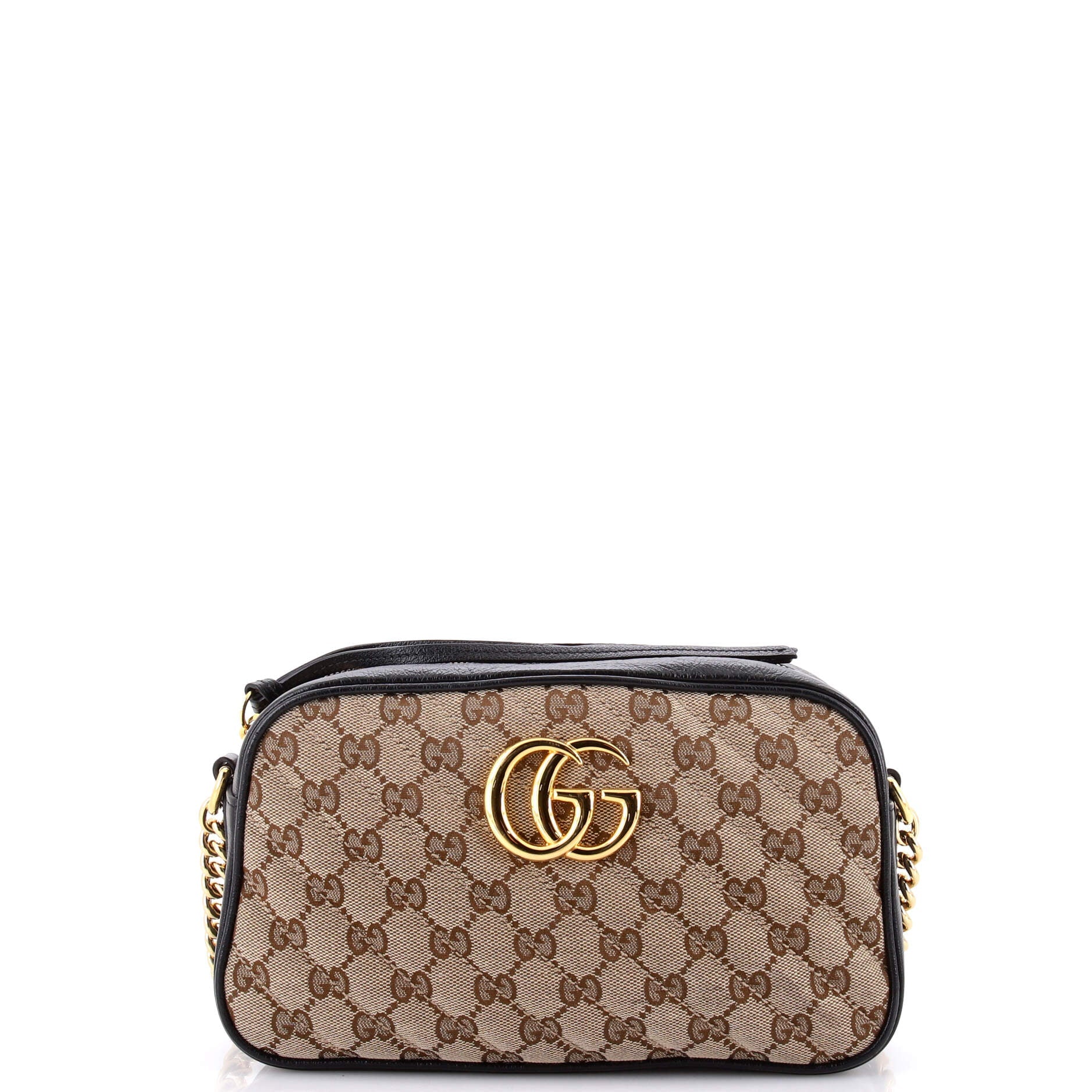 GG Marmont Shoulder Bag Diagonal Quilted GG Canvas with Leather Small