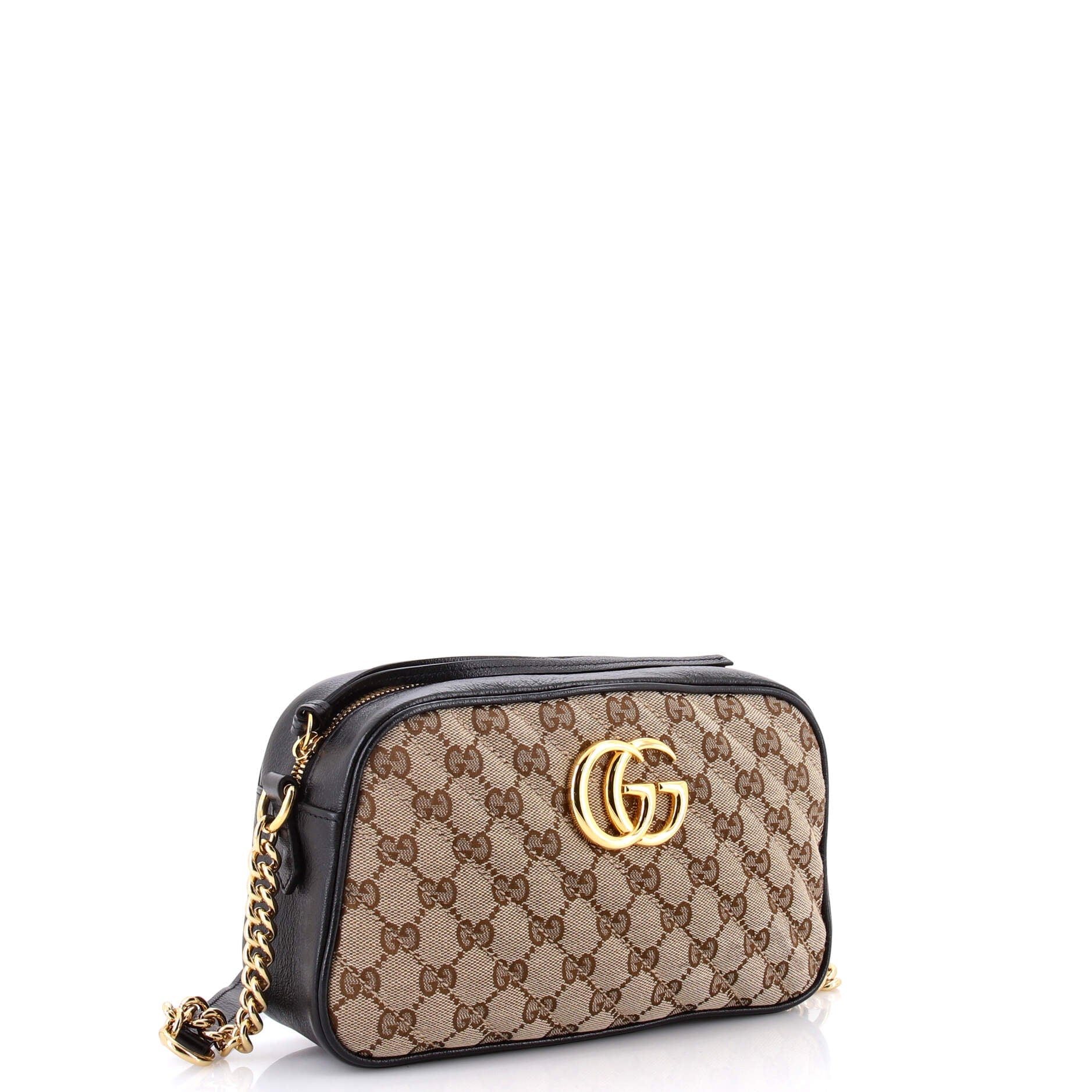 GG Marmont Shoulder Bag Diagonal Quilted GG Canvas with Leather Small