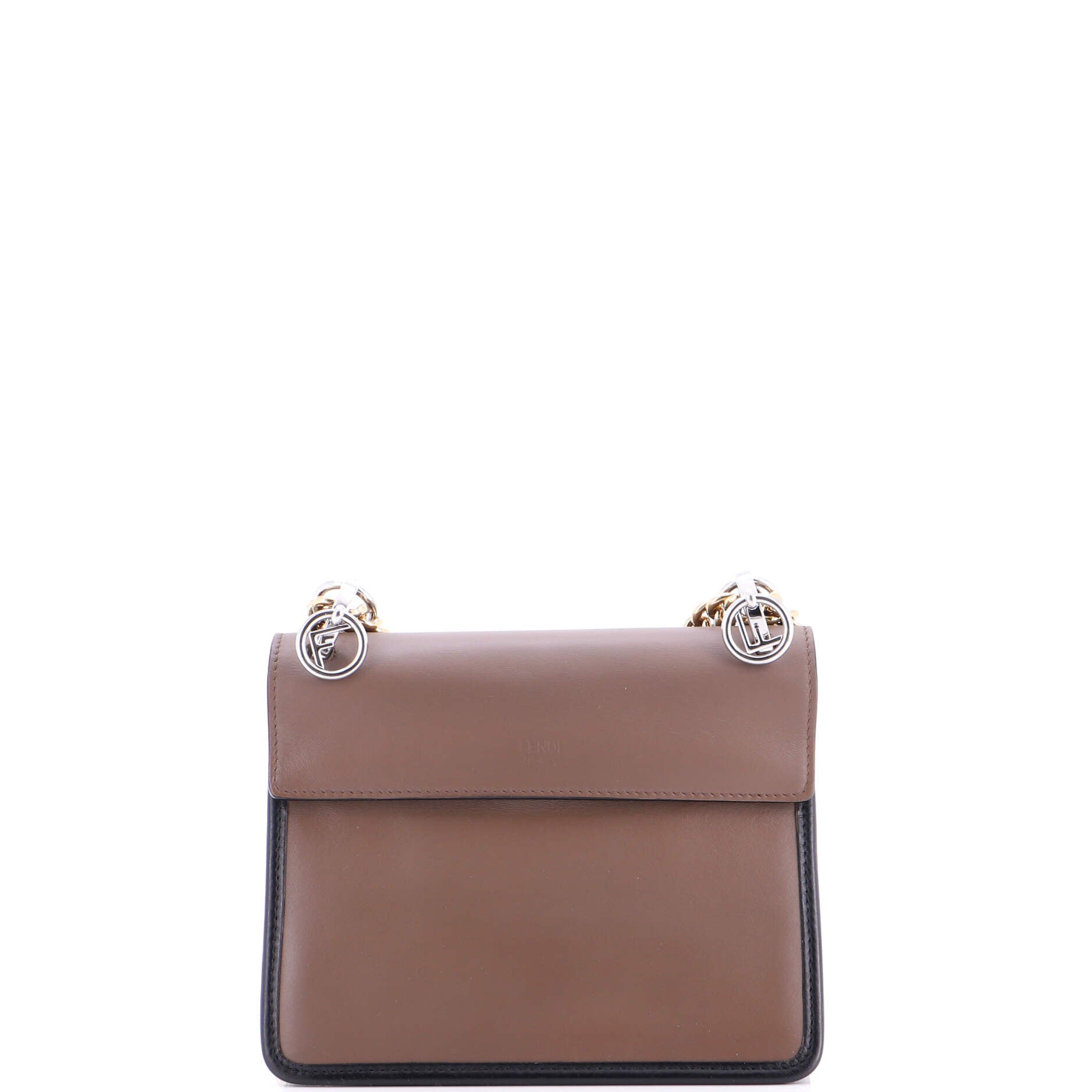 Kan I F Shoulder Bag Leather with Zucca Embossed Detail Small