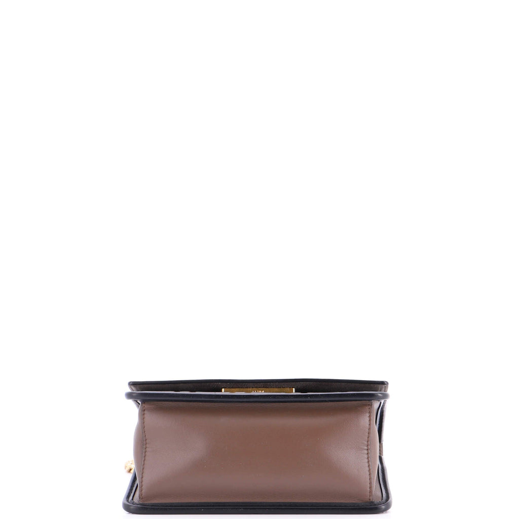 Kan I F Shoulder Bag Leather with Zucca Embossed Detail Small