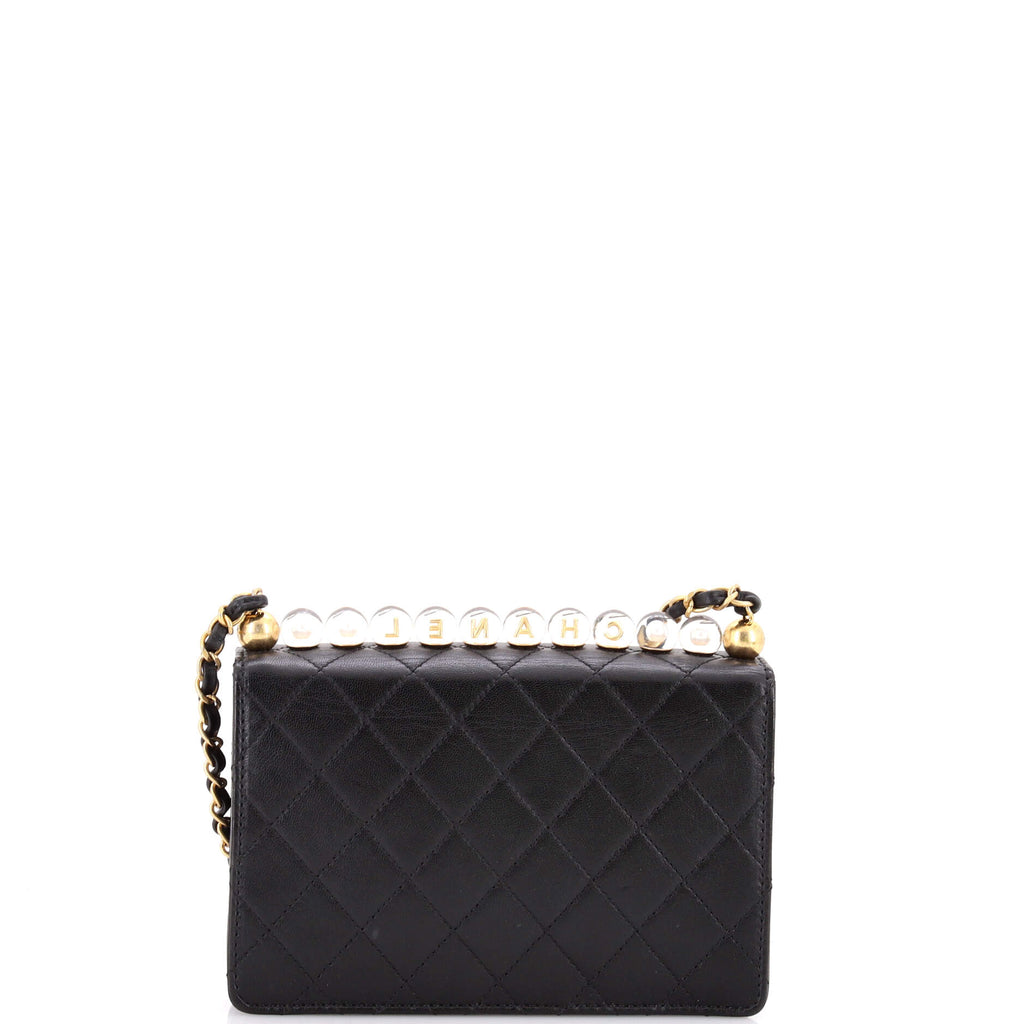 Chic Pearls Flap Bag Quilted Goatskin with Acrylic Beads Small