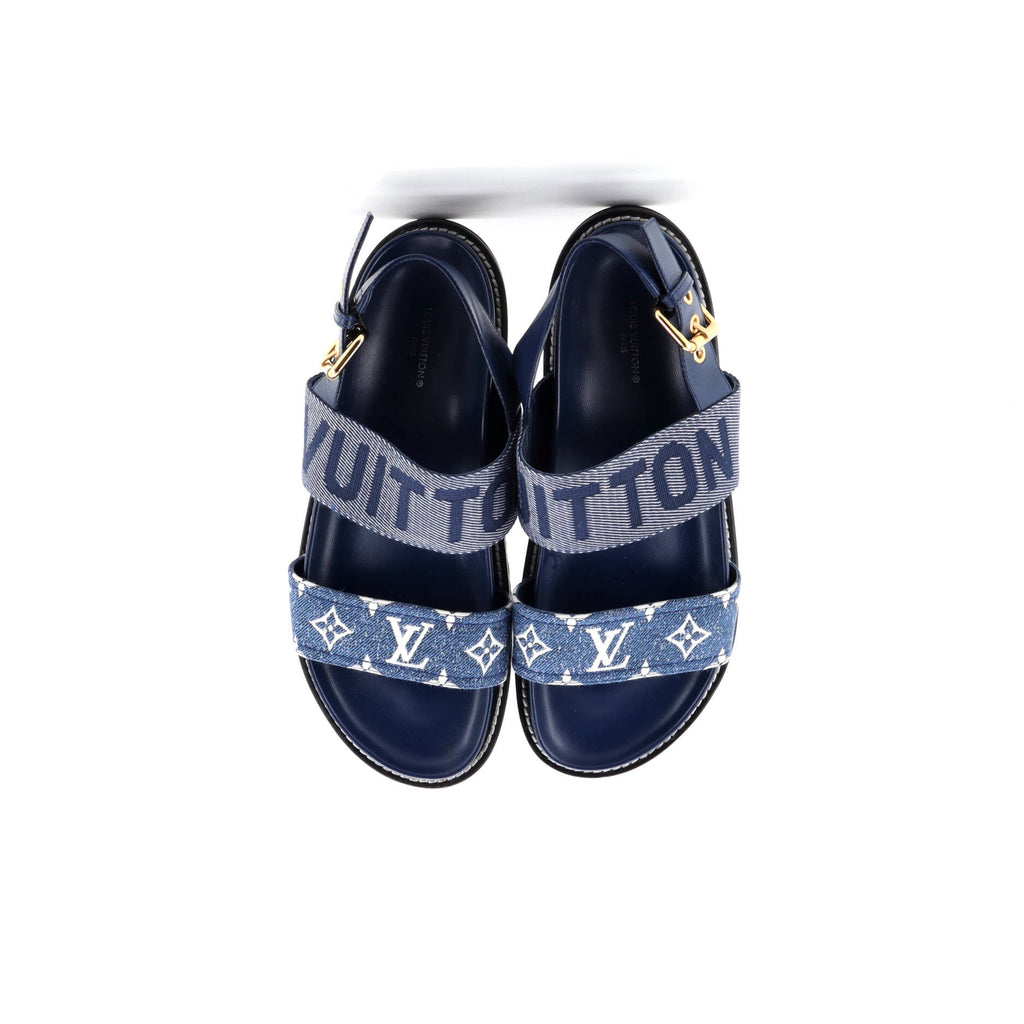 Women's Paseo Flat Comfort Sandals Monogram Denim