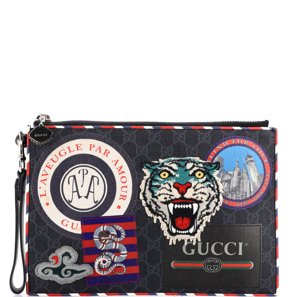 Night Courrier Pouch GG Coated Canvas with Applique
